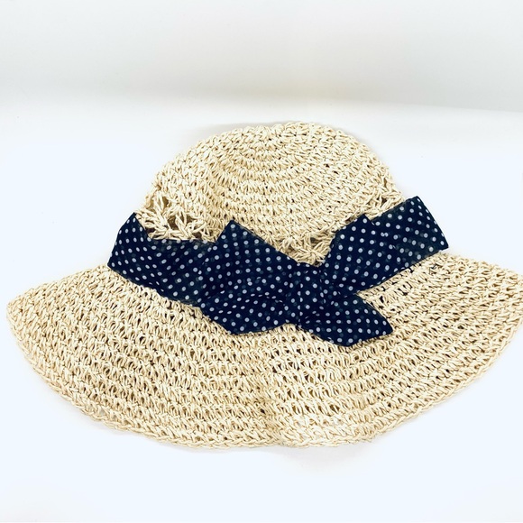 Eve Shulman • Little Girl’s Polka Dot Banded Paper Straw Hat 2T-5T - Picture 3 of 14